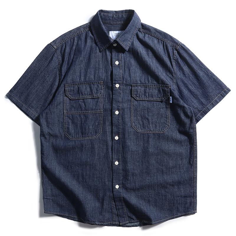 Streetwear Brand Denim - 레트로 일본식 루즈핏 남성 데님 셔츠