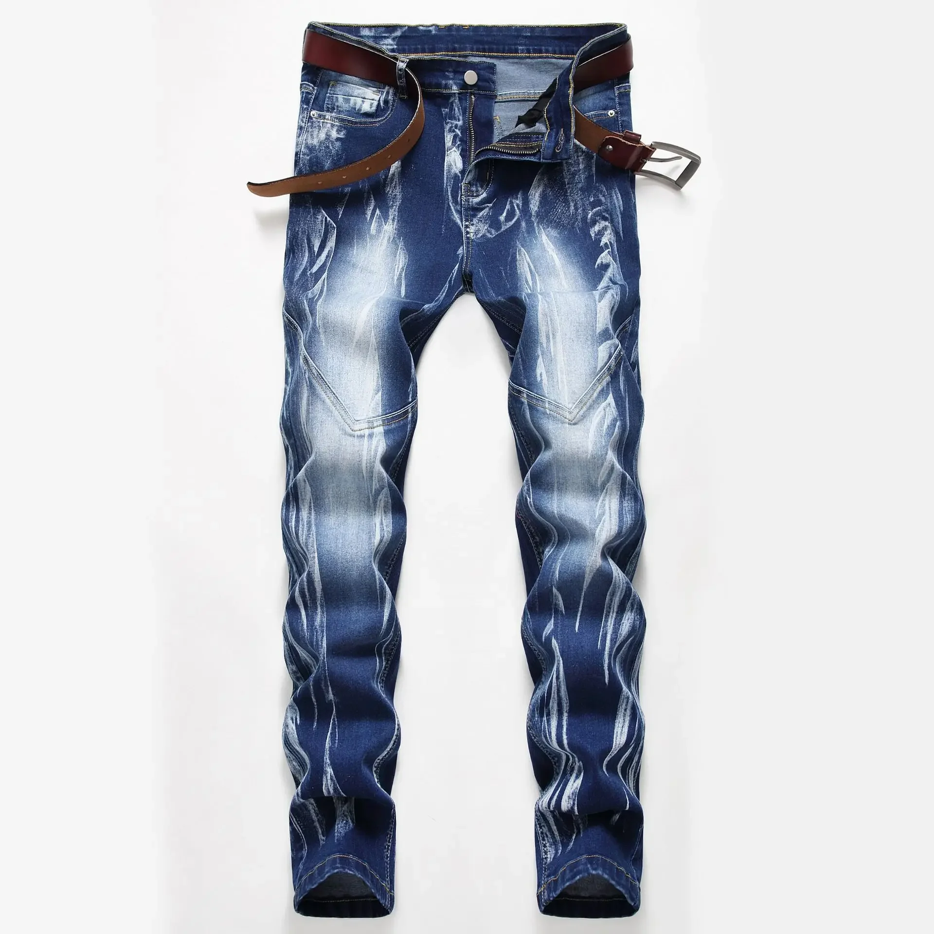 Streetwear Brand Denim - 남성용 신축성 슬림 스키니 청바지, 인기