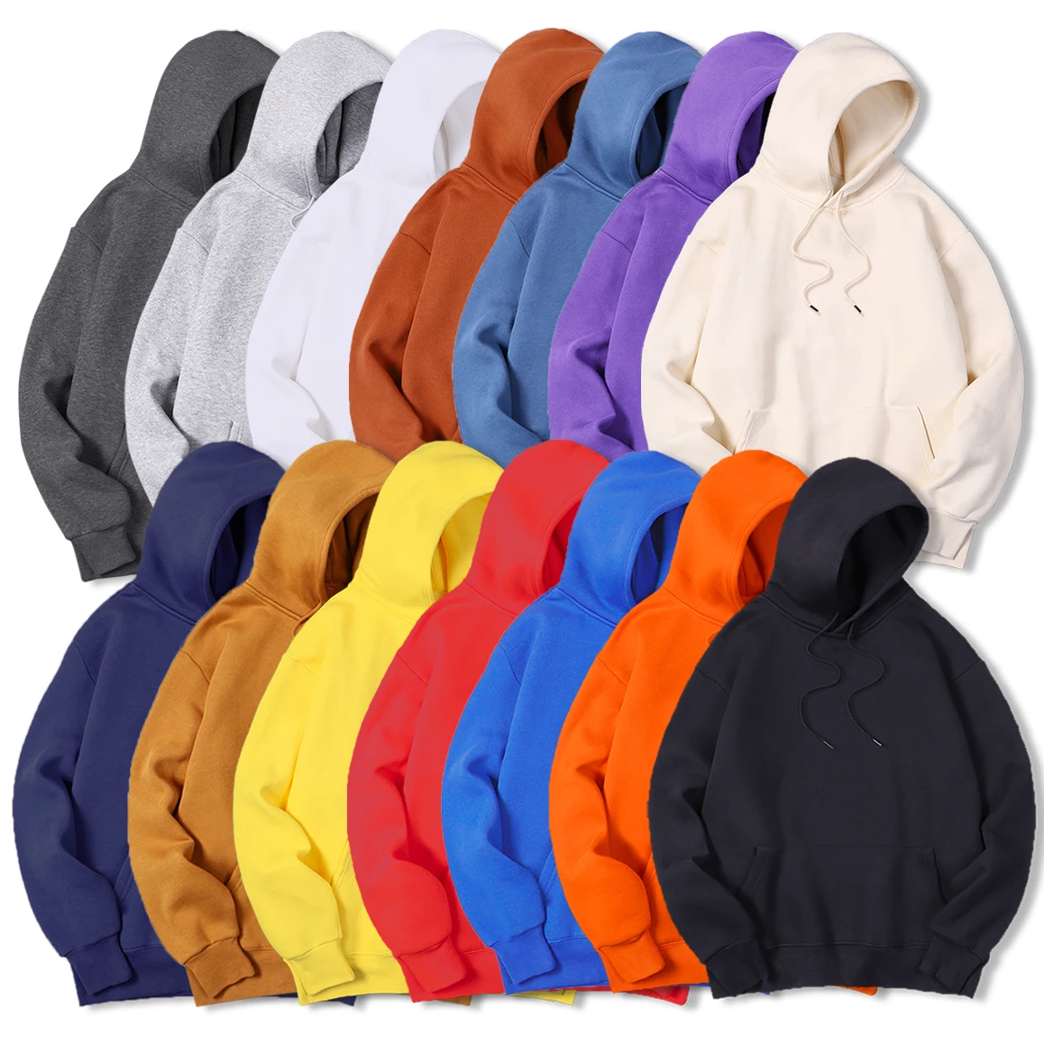 Streetwear Brand Hoodies - 남성용 단색 후드 스웨터 따뜻한 울