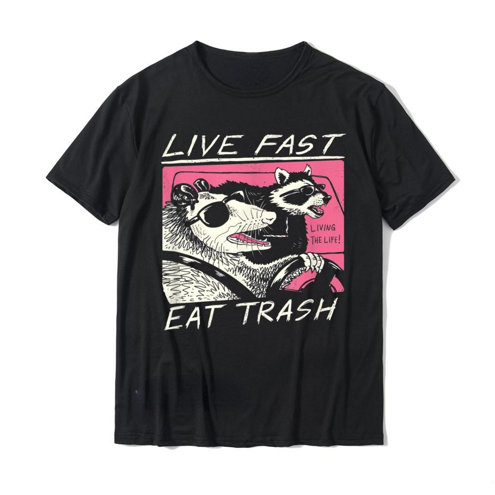 Streetwear Brand T Shirt - 빨리 라이브! 쓰레기를 먹어! 남자 티셔츠