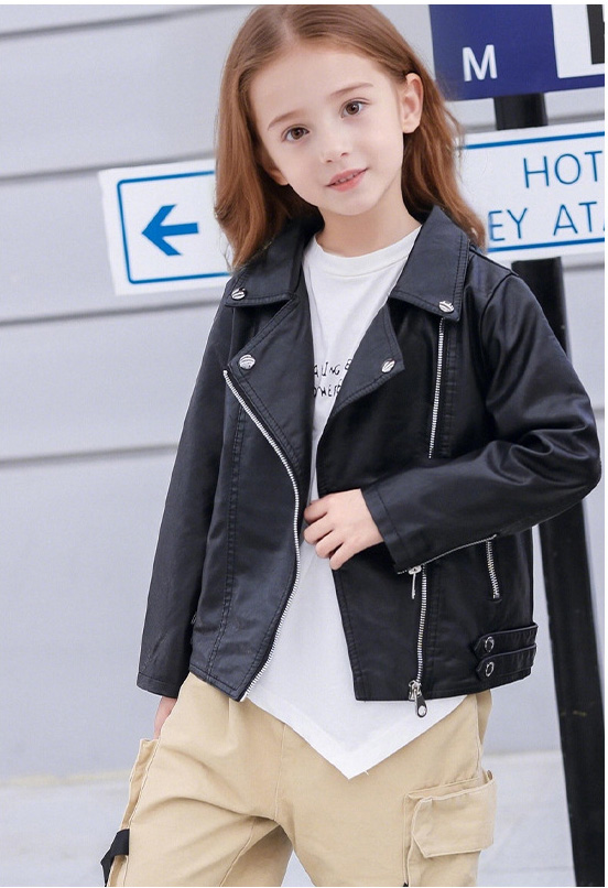 3-12세 여아용 새해 블랙 락 모터사이클 PU 가죽  - Streetwear Brand Logo Design 리뷰 및 가격