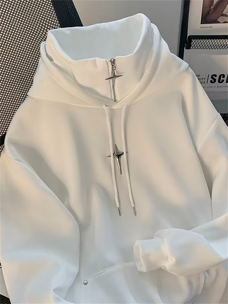 가을 겨울 하이넥 후드티 남성 캐주얼 트렌디 스포츠 레 - Streetwear Brand Hoodies 리뷰 및 가격