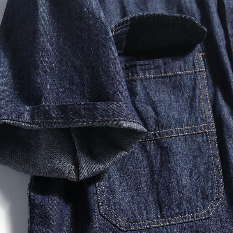 레트로 일본식 루즈핏 남성 데님 셔츠 반팔 트렌디 브랜 - Streetwear Brand Denim 리뷰 및 가격