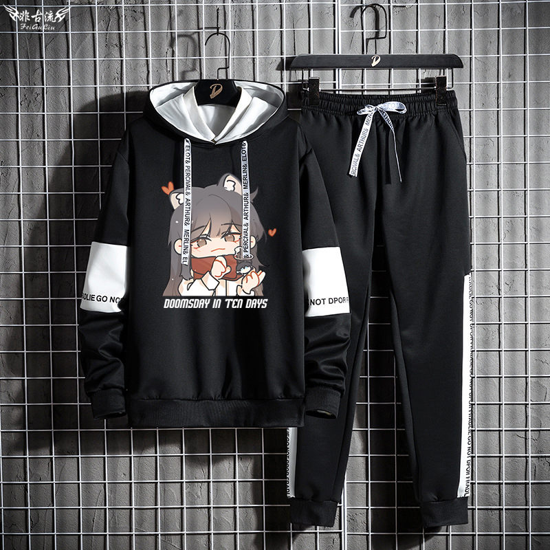 애니메이션 만화 콜라보레이션 남성 후드티 바지 세트 트 - Streetwear Brand Collaborations 리뷰 및 가격