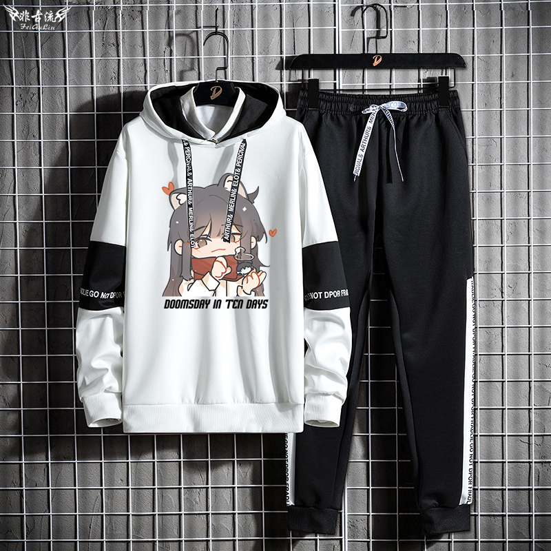 애니메이션 만화 콜라보레이션 남성 후드티 바지 세트 트 - Streetwear Brand Collaborations 리뷰 및 가격