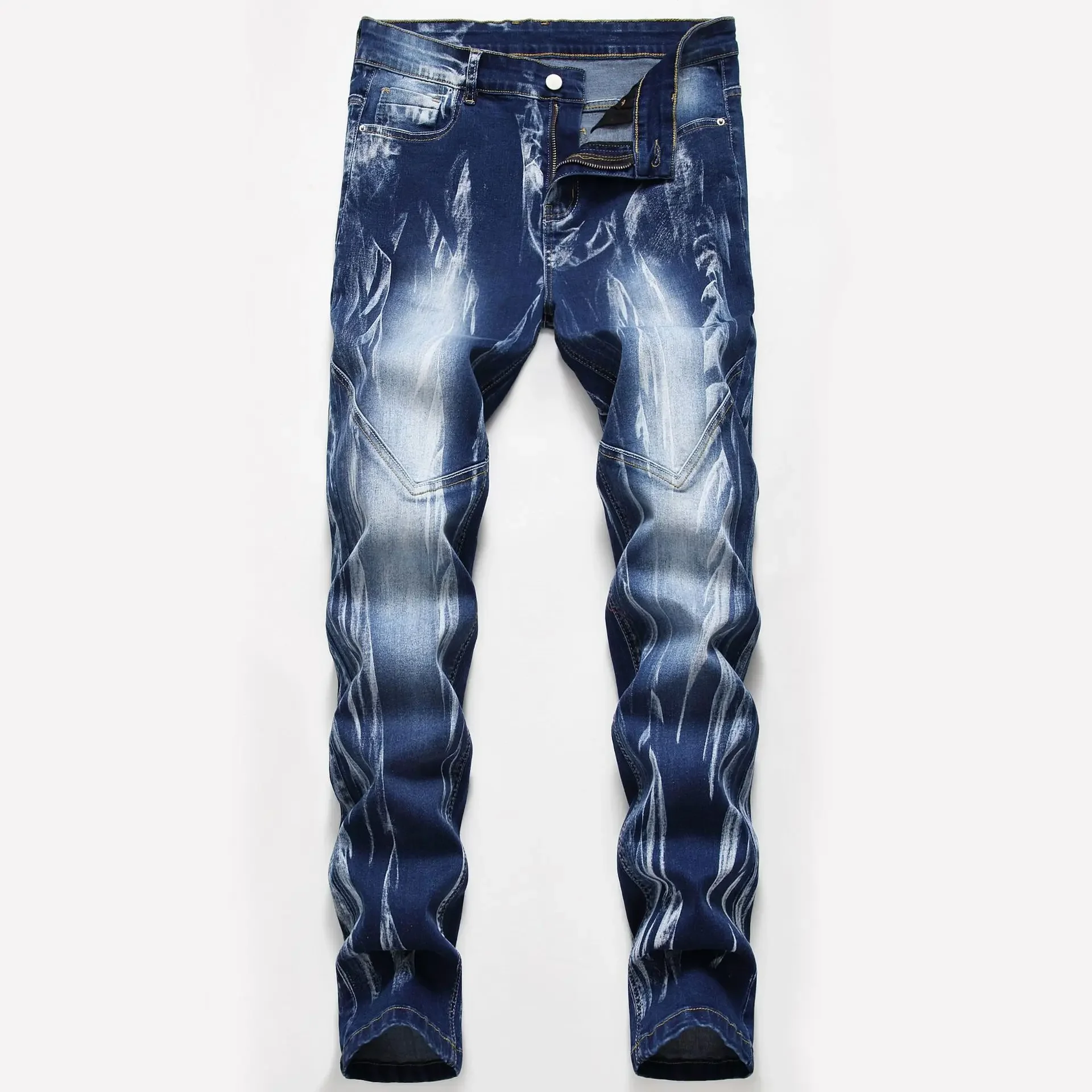 남성용 신축성 슬림 스키니 청바지, 인기 스프레이 패턴 - Streetwear Brand Denim 리뷰 및 가격